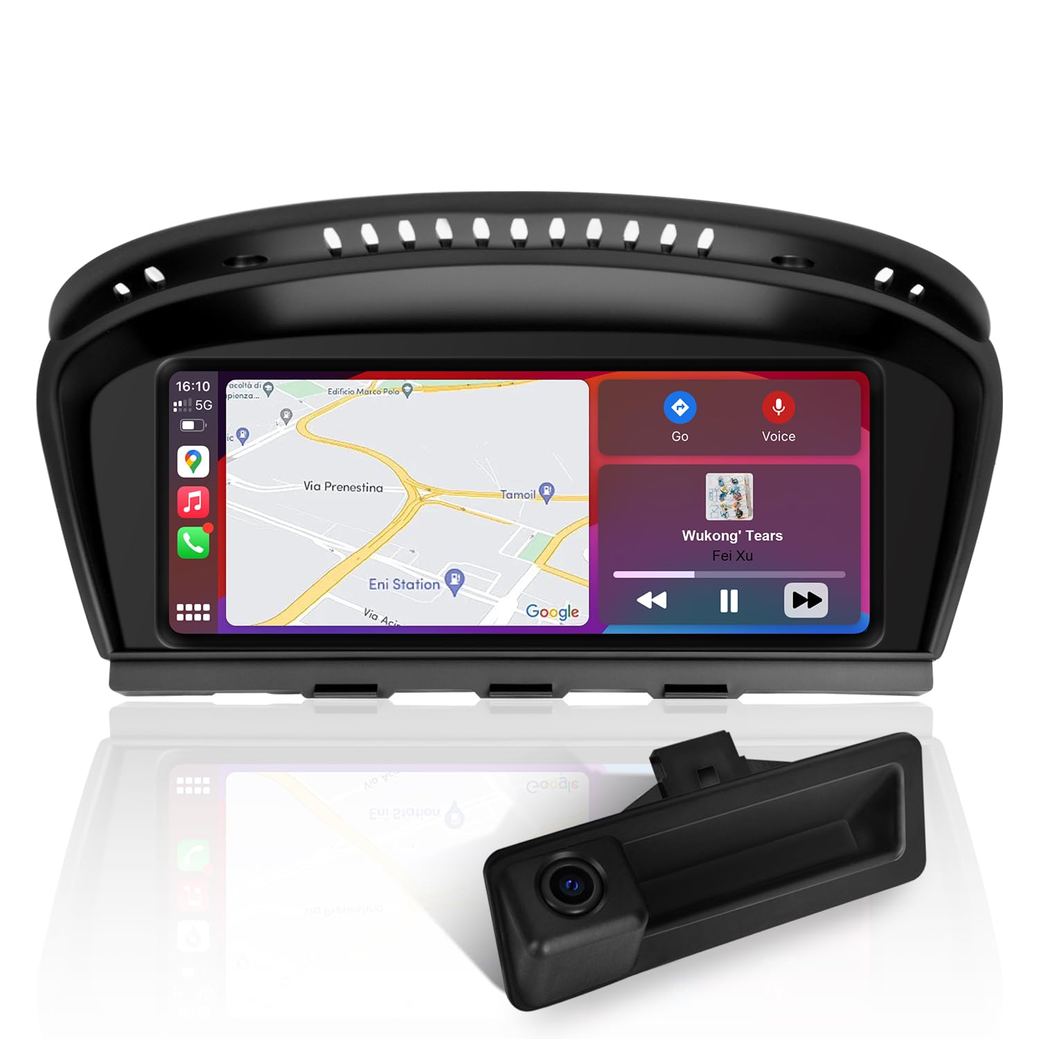 8.8" Linux Screen for BMW E60 E90 CCC Wired and Wireless CarPlay Retrofit Android Auto Display Mirror Link Car Radio Bluetooth Video Player Head Unit (2005-2010) with a 720P AHD Camera