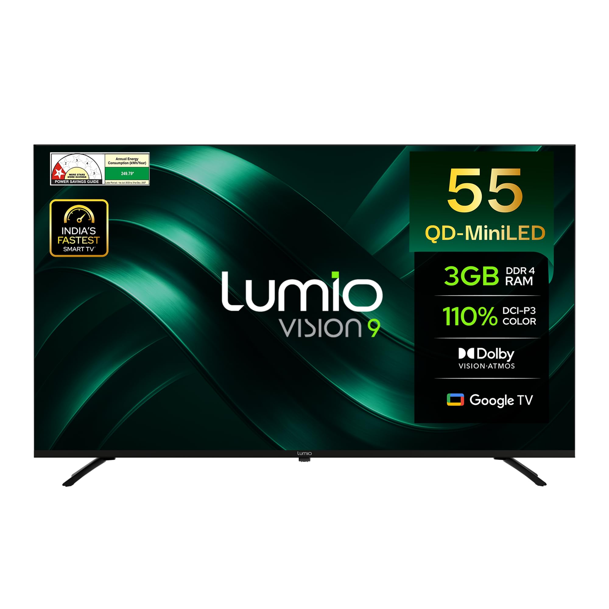 Lumio Vision 9 139cm (55 inches) 4K Ultra HD Smart QD-MiniLED Google TV EPIC1-ADSG