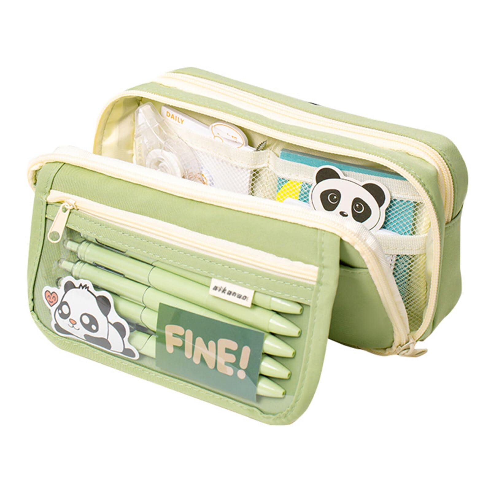 Heiqlay Estuche Escolar Grande, Estuches Escolares con 4 Compartimentos, Extensible Cartucheras Escolares, Estuche Pequeño para Niña, Niños, Adolescentes, Estudiantes (Verde)