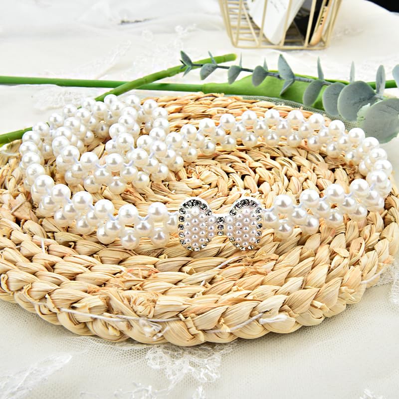 Pearl Chain Belts for Women Fashion Stretch Dress Belts Elastic Waist Belt Wedding Dress Sash Belt Buckle Pearl Chains Waist Chain for Dress Bow Tie Body Chains for Women Wedding Accessories2