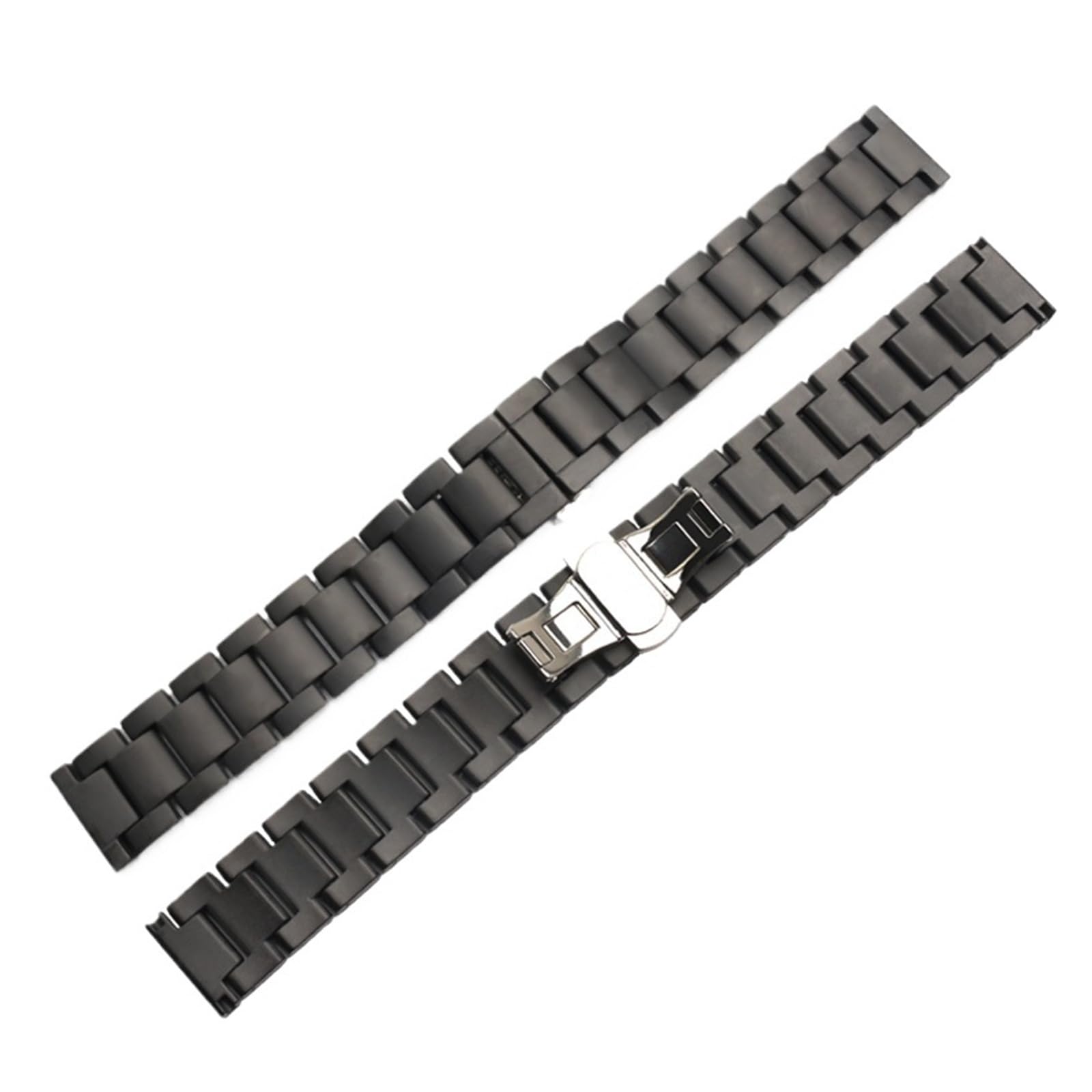 HMFang Cinturino in Ceramica Opaca, Nero for Orologio da 16 Mm, 18, 20, Accessori di Ricambio for, Non Sbiadisce