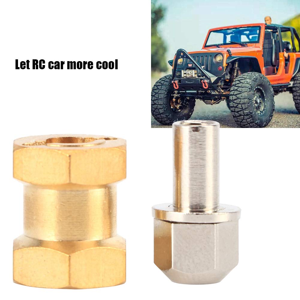 Alomejor RC Car Combiner 4pcs Brass RC Car 12mm Hex Wheel Hub Drive Adaptor for 1/10 RC Crawler Car 12mm/15mm/17mm(15mm)