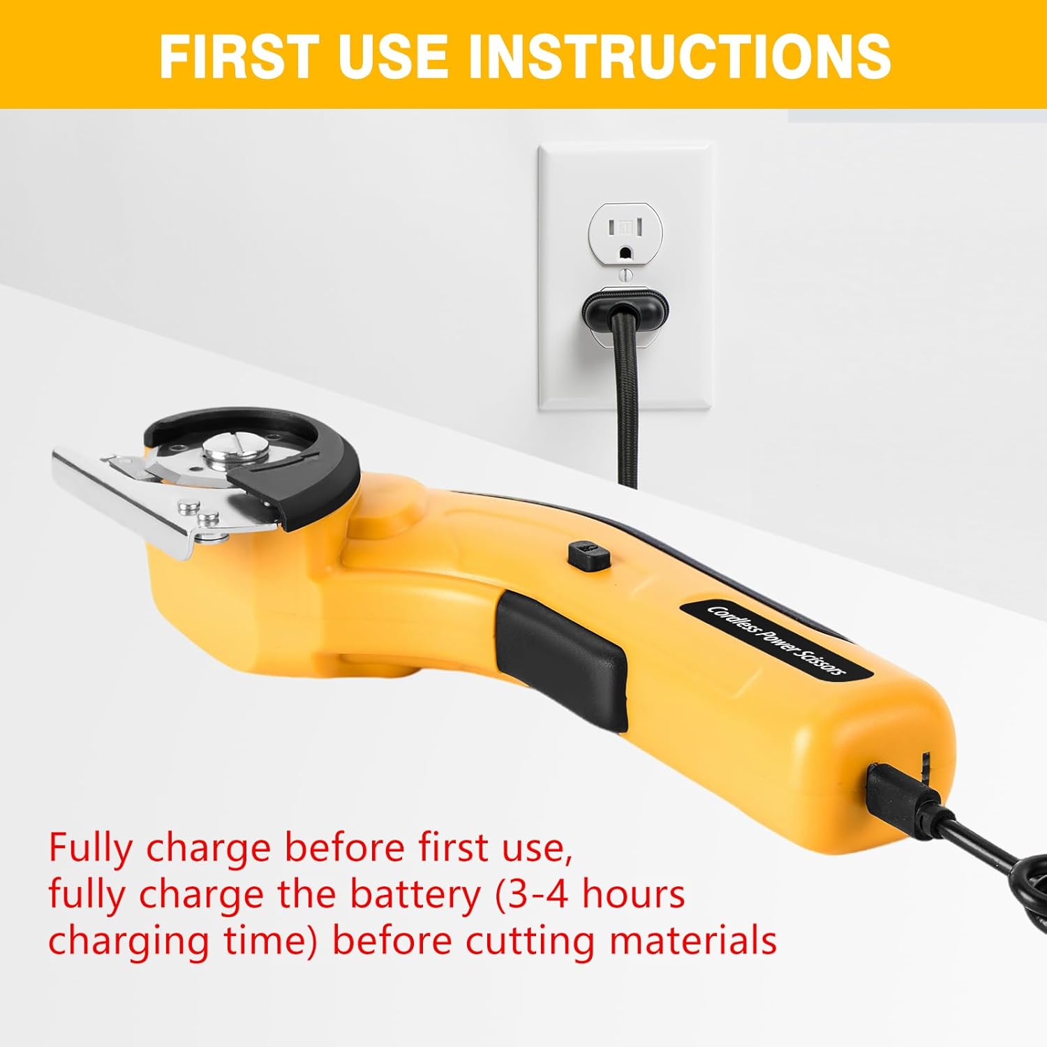 Cordless Electric Scissors, Cardboard Box Cutter, Rotary Cutter with Safety Lock, Rechargeable Powerful Ultimate Cutting Tool for Leather Fabric Carpet Felt Rug Box