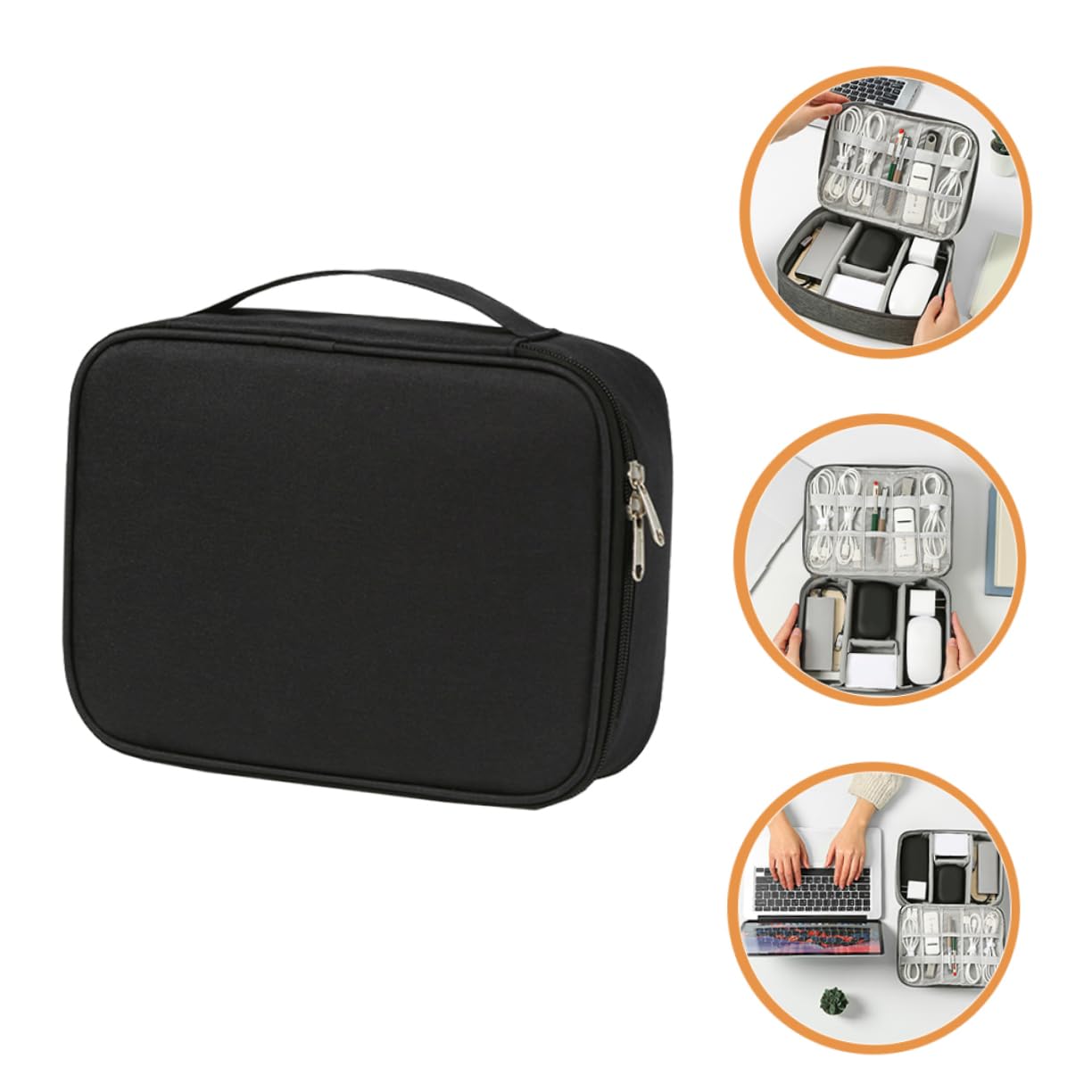 jojofuny 3pezzi Organizer Elettronico Compatto Per Accessori Digitali Borsa Porta Caricabatterie e Cavi Per Viaggi e Uso Quotidiano
