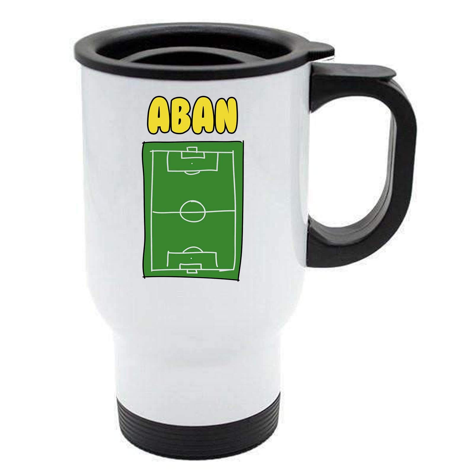 Aban -Football Image Named Travel Mug Reuse- Personalised Gift for - Hobby