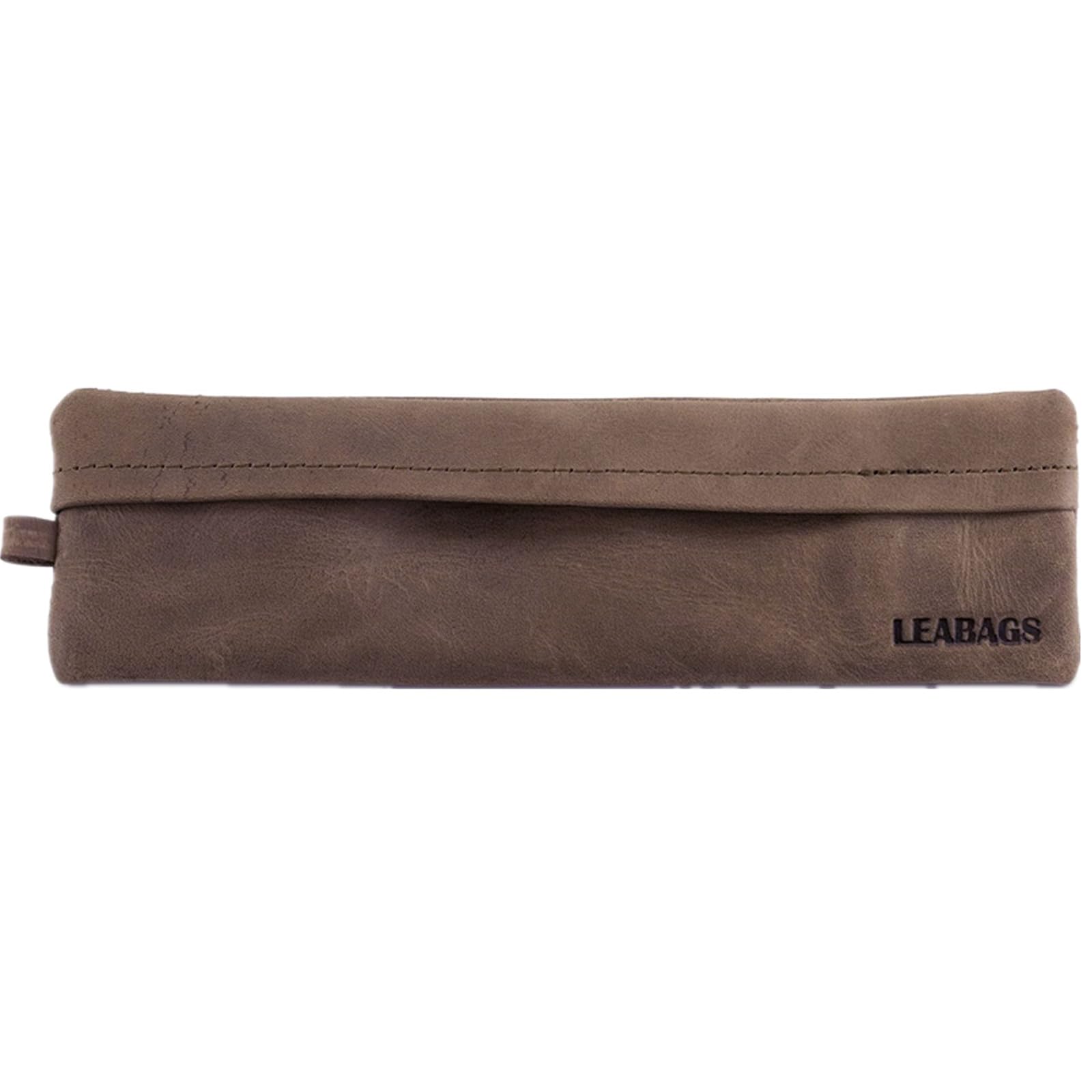 LEABAGS Leather Pencil Case - Genuine Leather Pencil Pouch Fort Vaux - Pen Case for Adults Men Women Work UniversityFallow Brown