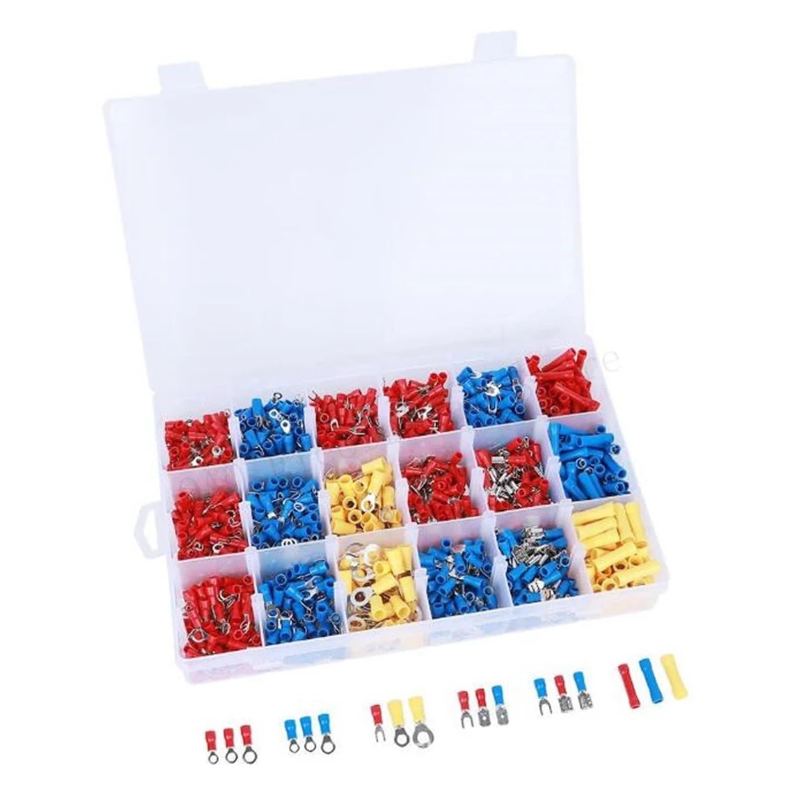 LTRAJUYNH 1200pcs Electrical Connectors, Insulated Crimp Terminals, Mixed Assorted Lug Kit Ring Fork Spade Butt Connector Set