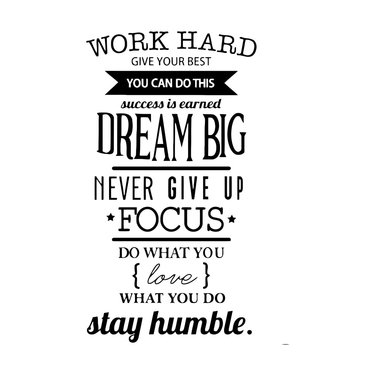Never Give Up Work Hard Wall Decals DecorOffice Room Fitness Centre Vinyl Wall Stickers Wall Murals Quotes Inspire Extra Large - 70x128cm โ image 1