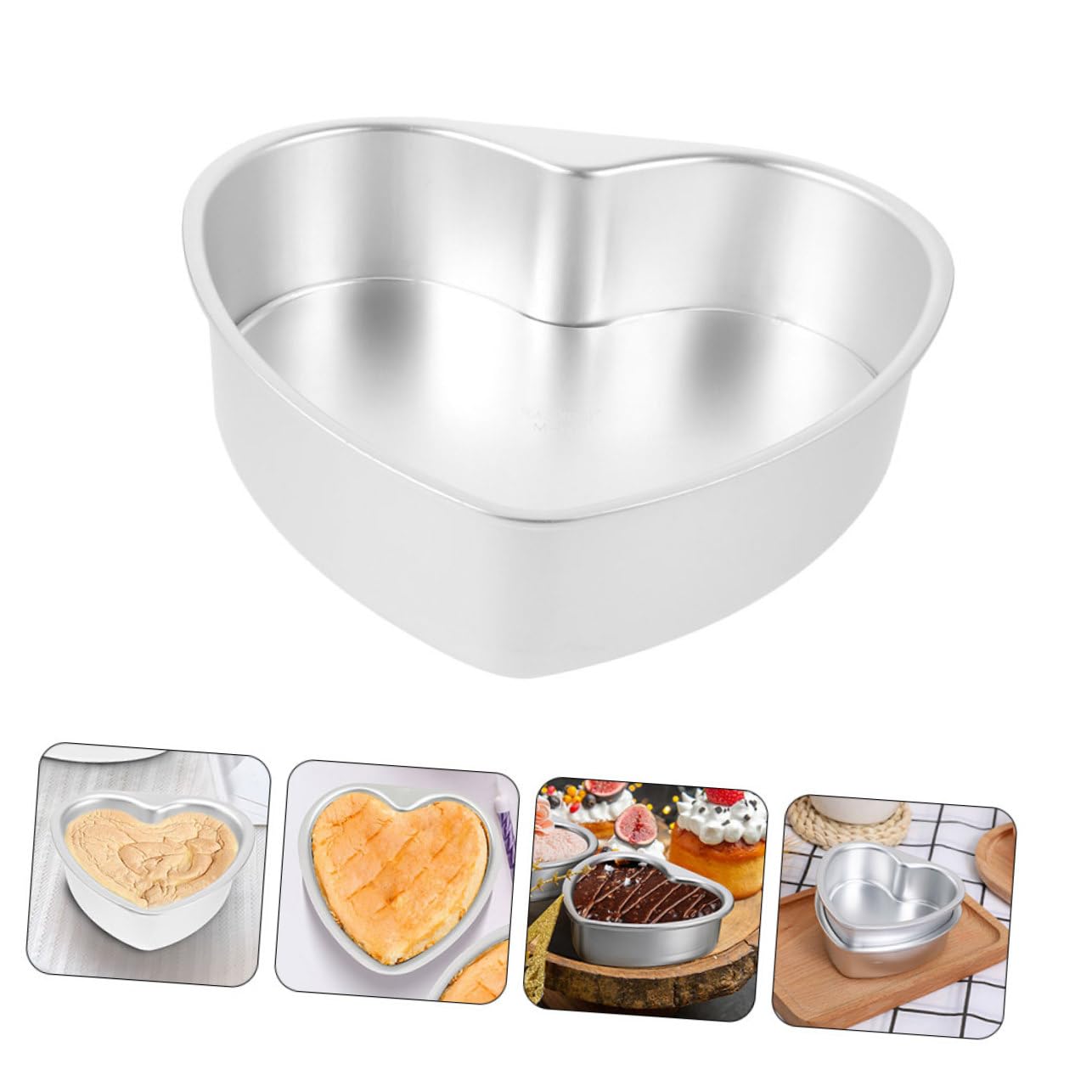 Ciieeo 5 Pezzi Teglia Da Forno in Alluminio A Forma Di Cuore Teglie Per Dolci A Forma Di Cuore Pratica Teglia Da Forno Liscia Facile Da Pulire