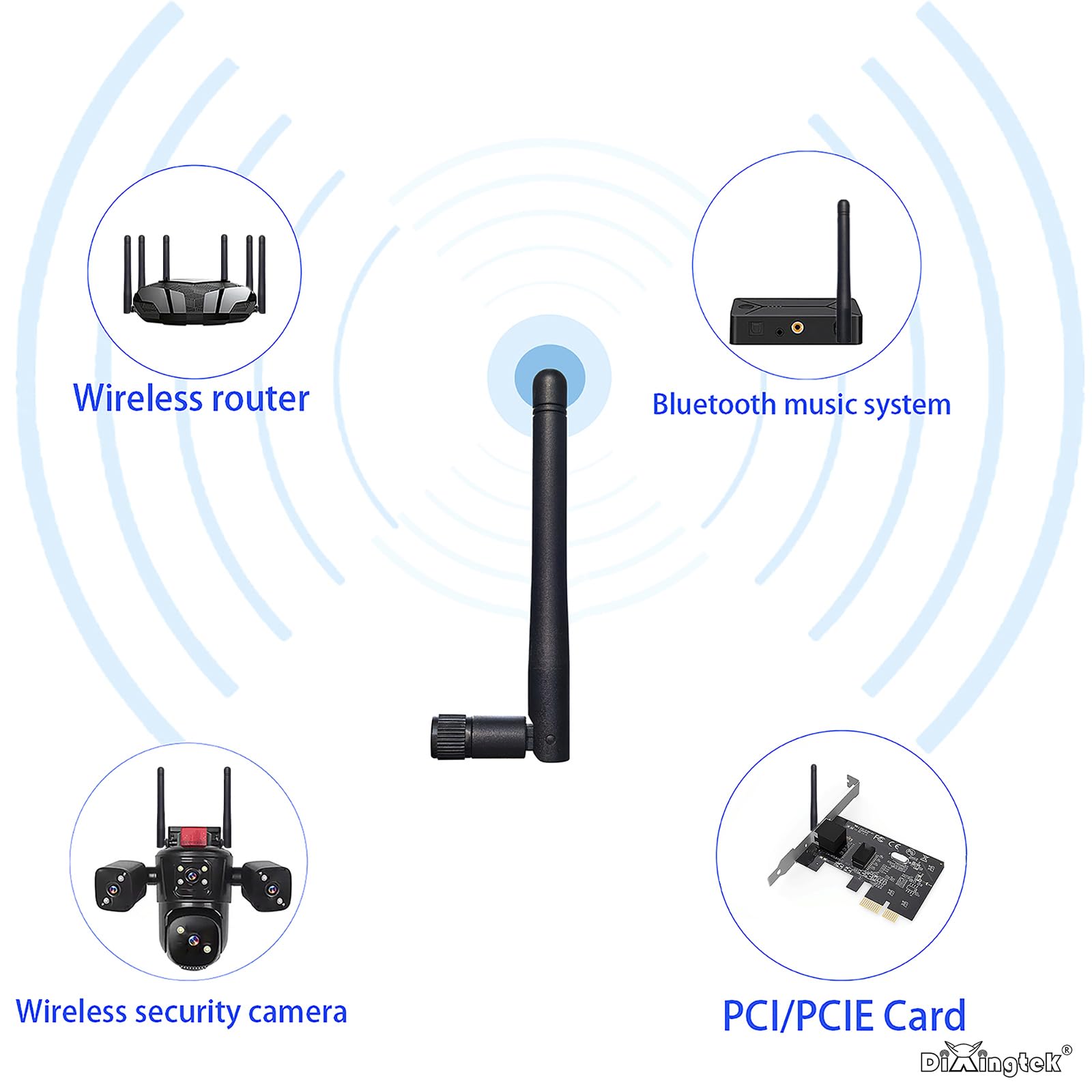 Lot de 4 connecteurs mâles SMA d'antenne SMA double bande WiFi 2,4 g 5,8 g 6e 108 mm, compatible avec routeur WiFi, carte réseau PCI-E, adaptateur USB, antenne de sécurité vidéo IoT WiFi
