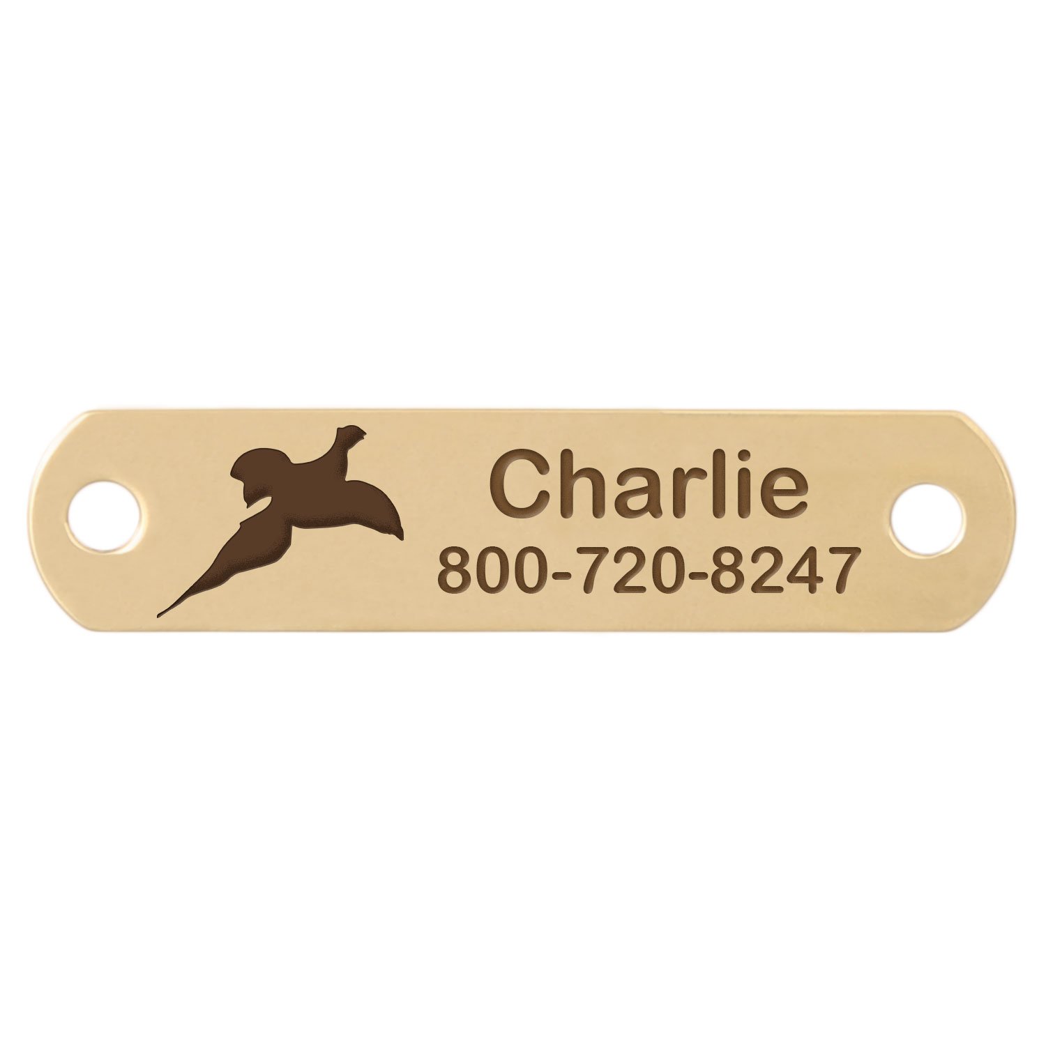dogIDS Rivet-On Dog Collar Name Plate with Golden Retriever Design - Brass - Fits 3/4 Inch Wide Collar