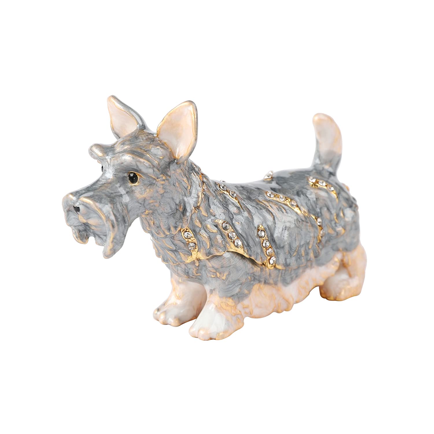 Janshe Cul Cute Dog Trinket Boxes Hinged Enameled Jewelry Box Hand-Painted Animals Ornaments Craft Gift for Home Decor