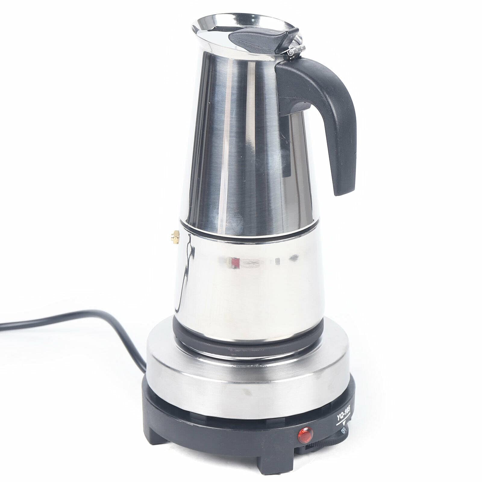 Caffettiera per espresso, 220 V, 4/6 tazze, in acciaio inox, con fornello elettrico, caffettiera per caffè Moka, per cucina (4 tazze (200 ml))