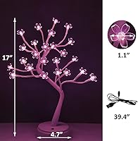 Vista 4 de Luz de árbol de cerezo con control remoto que cambia de color, árbol de bonsái artificial iluminado mini lámpara de árbol de Navidad para bodas