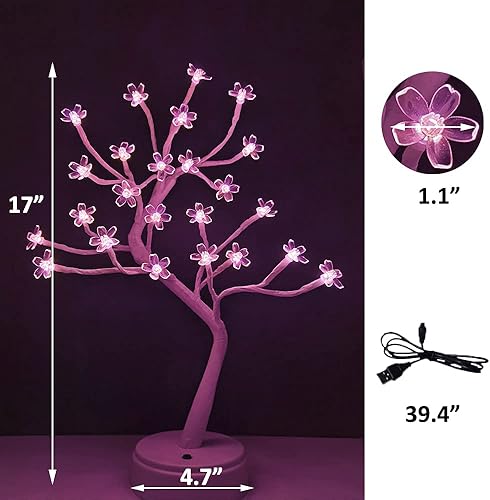 Miniatura 4 de Luz de árbol de cerezo con control remoto que cambia de color, árbol de bonsái artificial iluminado mini lámpara de árbol de Navidad para bodas,