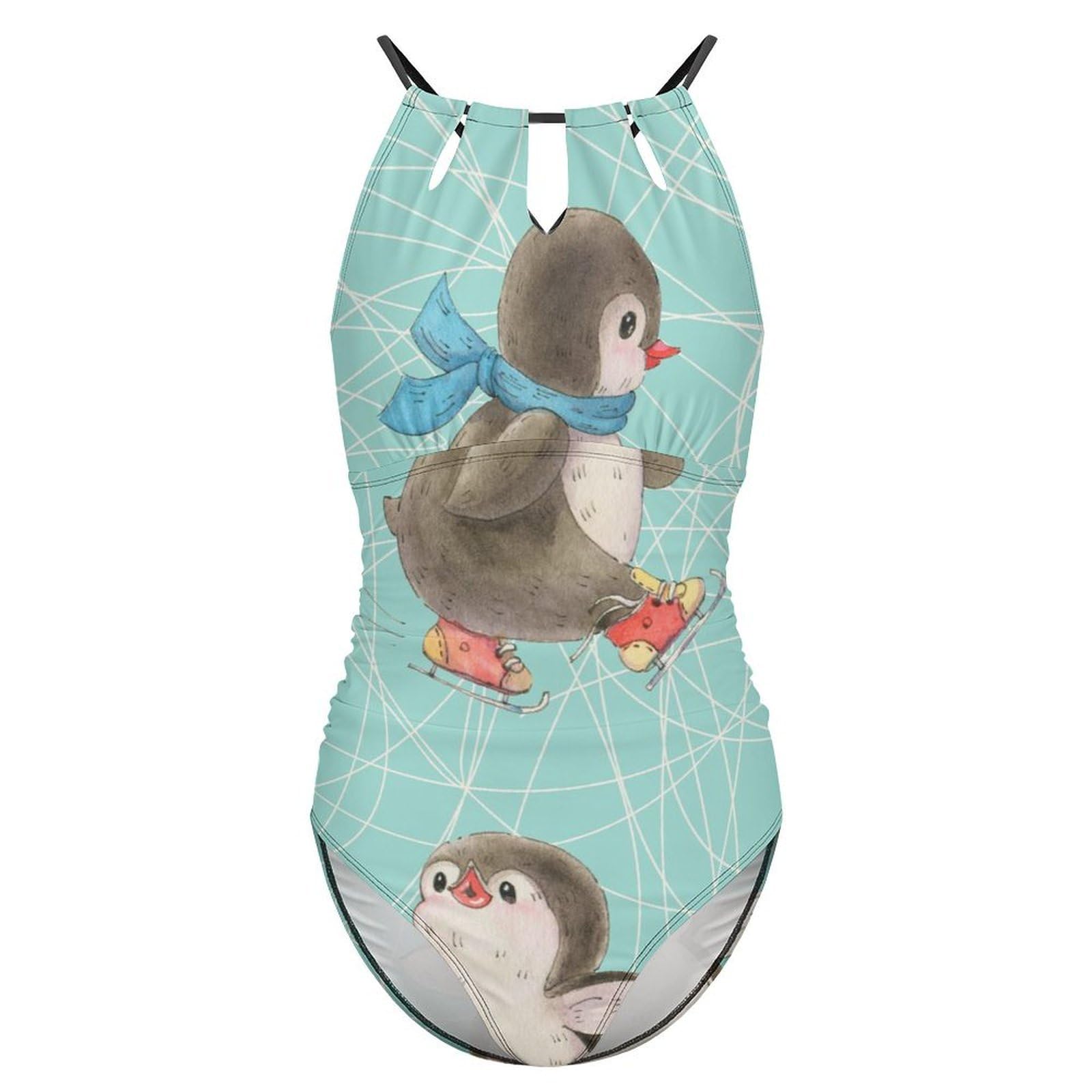 Süße Pinguine Damen Einteilige Badeanzug Bademode Bauchweg Swimsuit Schwimmanzug Tankini