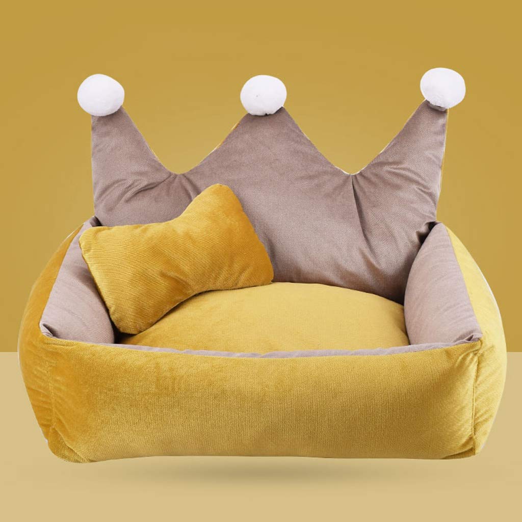 ZAW Hundebett für Hunde und Welpen, warmer Baumwollstoff, weicher Liegestuhl, abnehmbar, waschbar, für den Innenbereich, Haustierbett (Farbe: D, Größe: 53 cm)