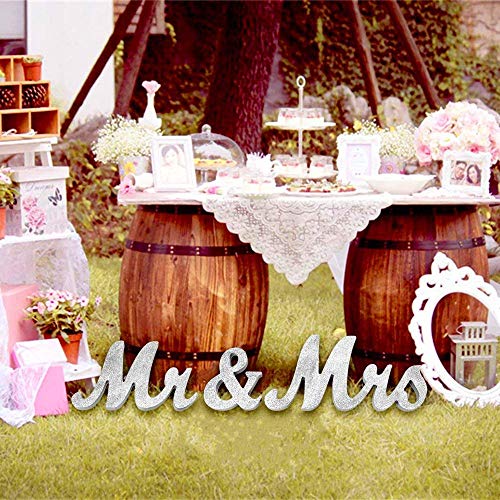 Mr And Mrs Signs Wedding Sweetheart Table Decorations, Wooden Freestanding Letters Wedding Shower Gift (Silver) #TOP3