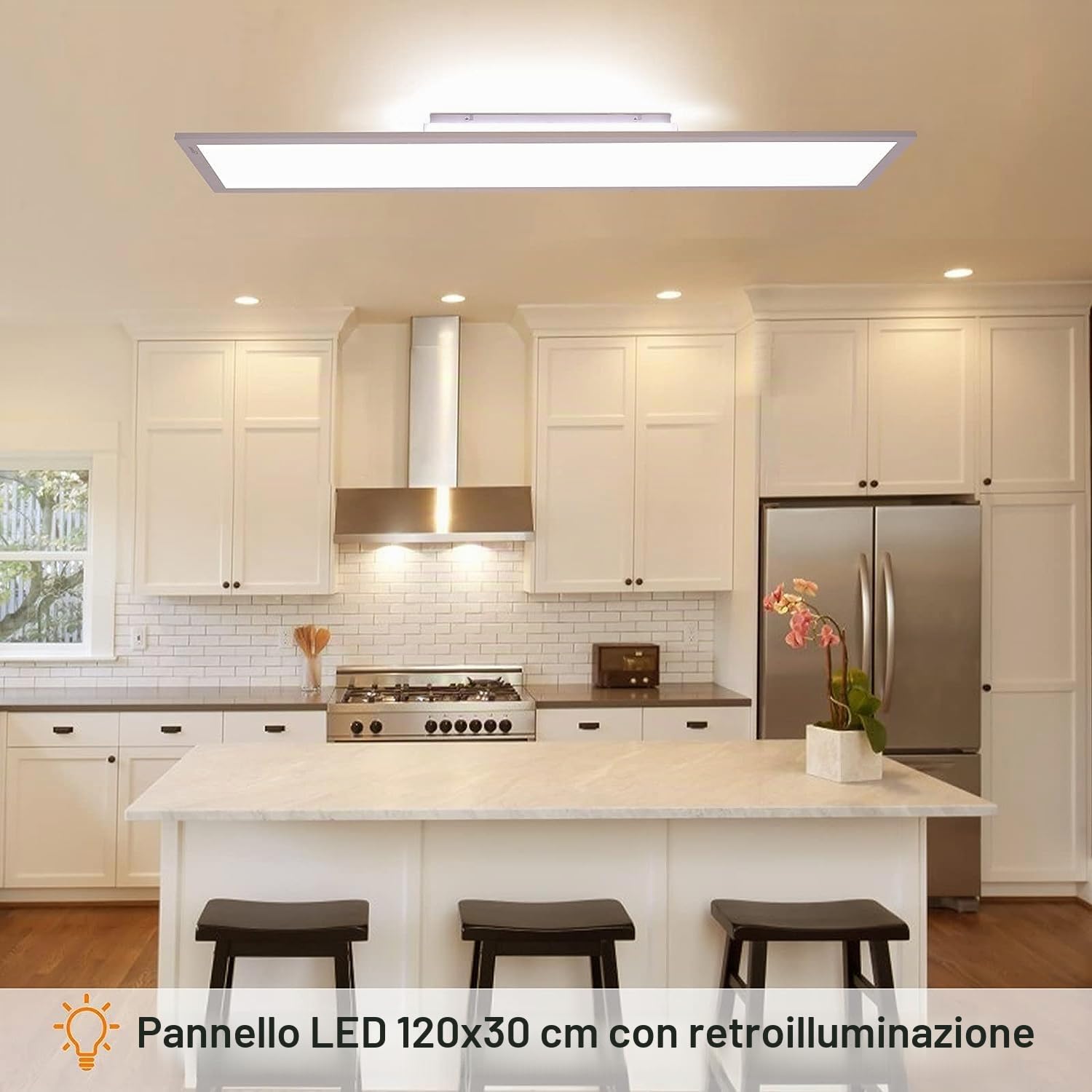 Plafoniera LED Dimmerabile 120 x 30 cm, 55 W Ultra Sottile Lampada da Soffitto con Telecomando, Controluce Indiretta Forte, 2700K–6500K Caldo Natural Freddo Bianco Luce per Officina Soggiorno Cucina