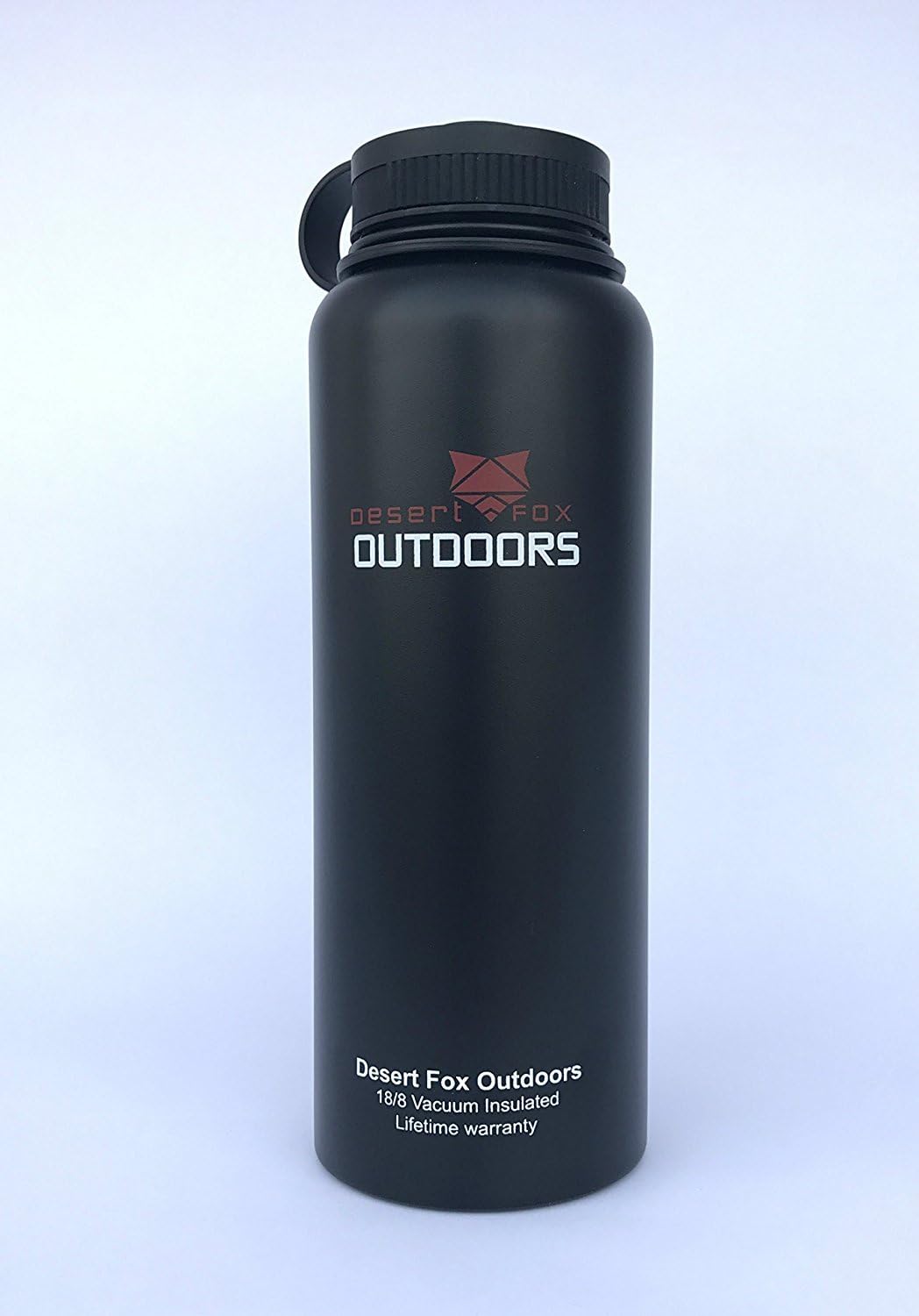 Desert Fox 40oz Vacuum Insulated Stainless Steel Water Bottle, Wide Mouth, Black