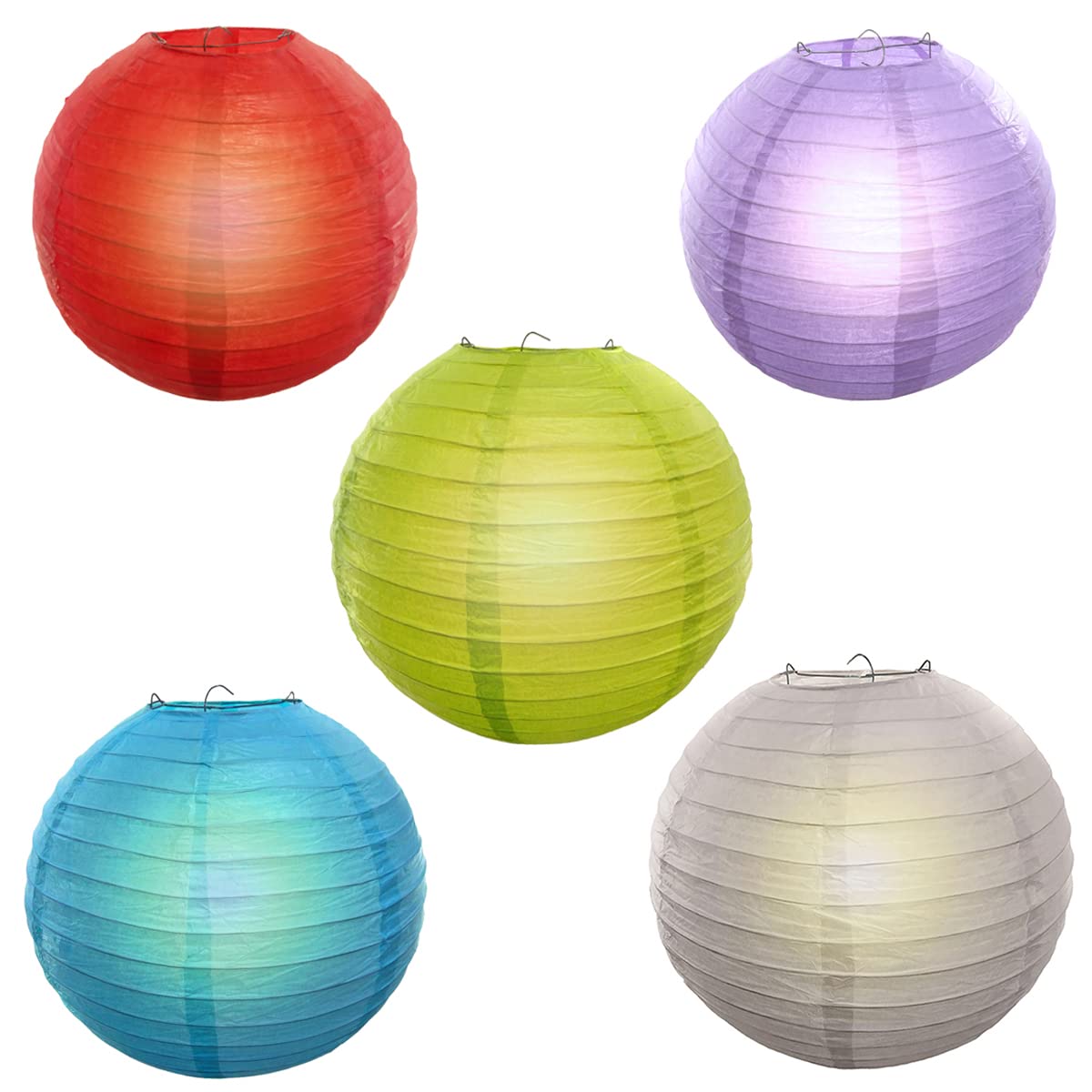 Reiki Crystal Products Lantern Paper Lamp Paper Ball Lamp Shade 12 Inch Paper Lamp for Decoration at Diwali Wedding Party Birthday Pack of 5