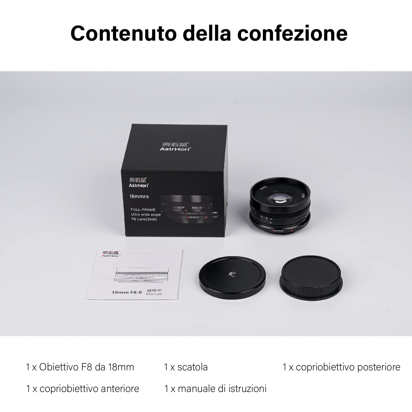 AstrHori 18mm F8 Obiettivo grandangolare APS-C e obiettivo Shift Manuale Architecture Obiettivo orizzontale per fotocamera mirrorless Sony E Mount A5000,A6000,A6500,A6600,NEX-3,NEX-5,A7,A9