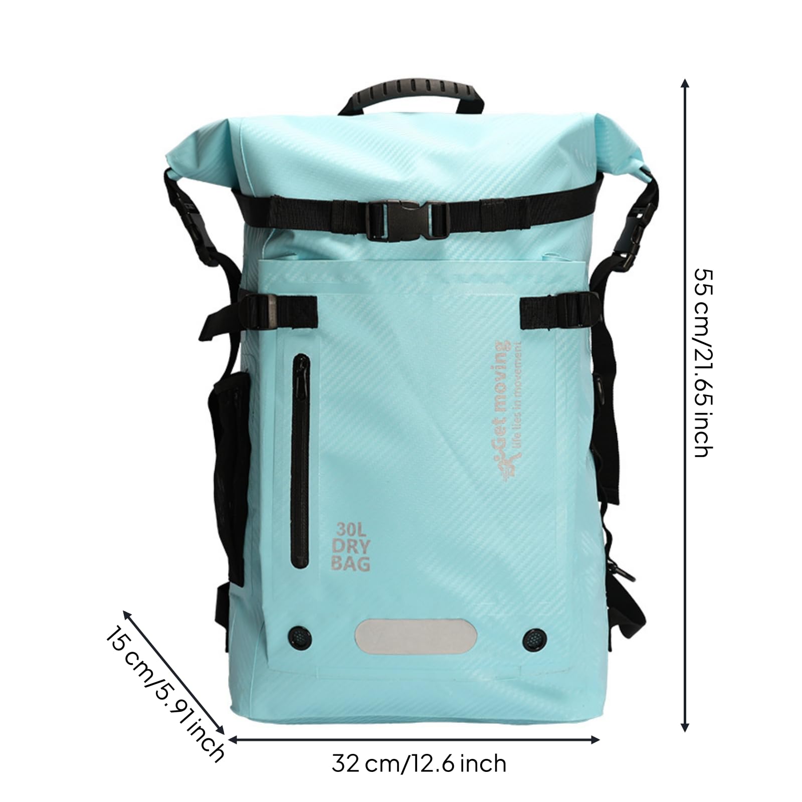 Sac à Dos Étanche Imperméable Sac Étanche avec Fermeture Enroulable Robuste Dry Bag pour Randonneurs, Voyageurs, Randonnée, Array, Bleu Clair