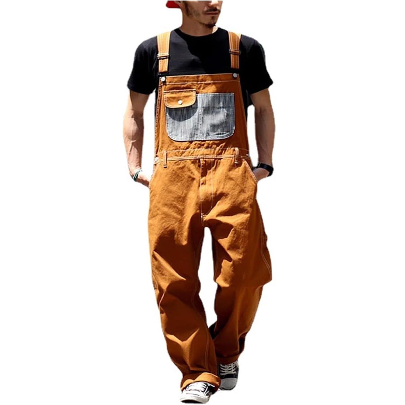 Salopette Jeans da Uomo Anni '90 Salopette Jeans Larghi Jeans Hip Hop Vintage Y2K Gamba Dritta Streetwear Pantaloni da Lavoro Tuta Pantaloni Casual Larghi con Fori per Uomo
