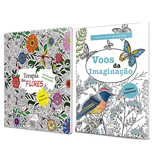 Kit 2 livros de colorir - Terapia das Flores e Voos da Imaginação