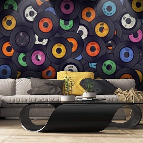 Miniatura 2 de Papel tapiz autoadhesivo con fondo de música retro, papel tapiz autoadhesivo para pared grande, película de vinilo extraíble, estante de papel,