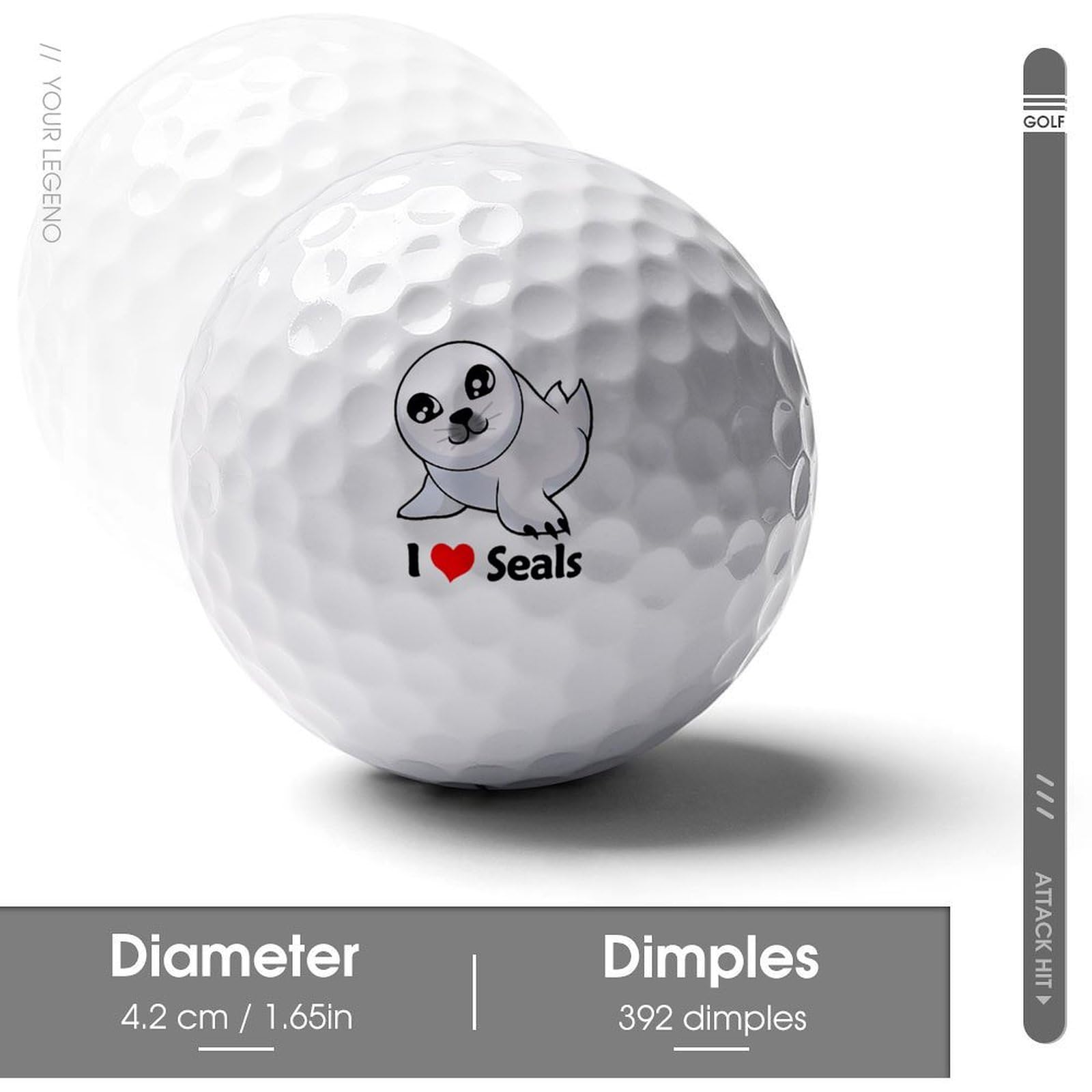 I Love Seal Logo Golf Balls Personalized Ball Custom for Men Women Boyfriend Husband