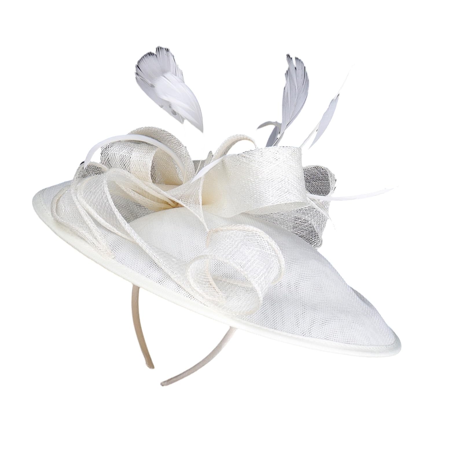 Tocado Sinamay de inspiración vintage con diadema ajustable y plumas, adorno para el pelo para bodas, eventos Derby, elegante sombrero de malla para fiestas de boda