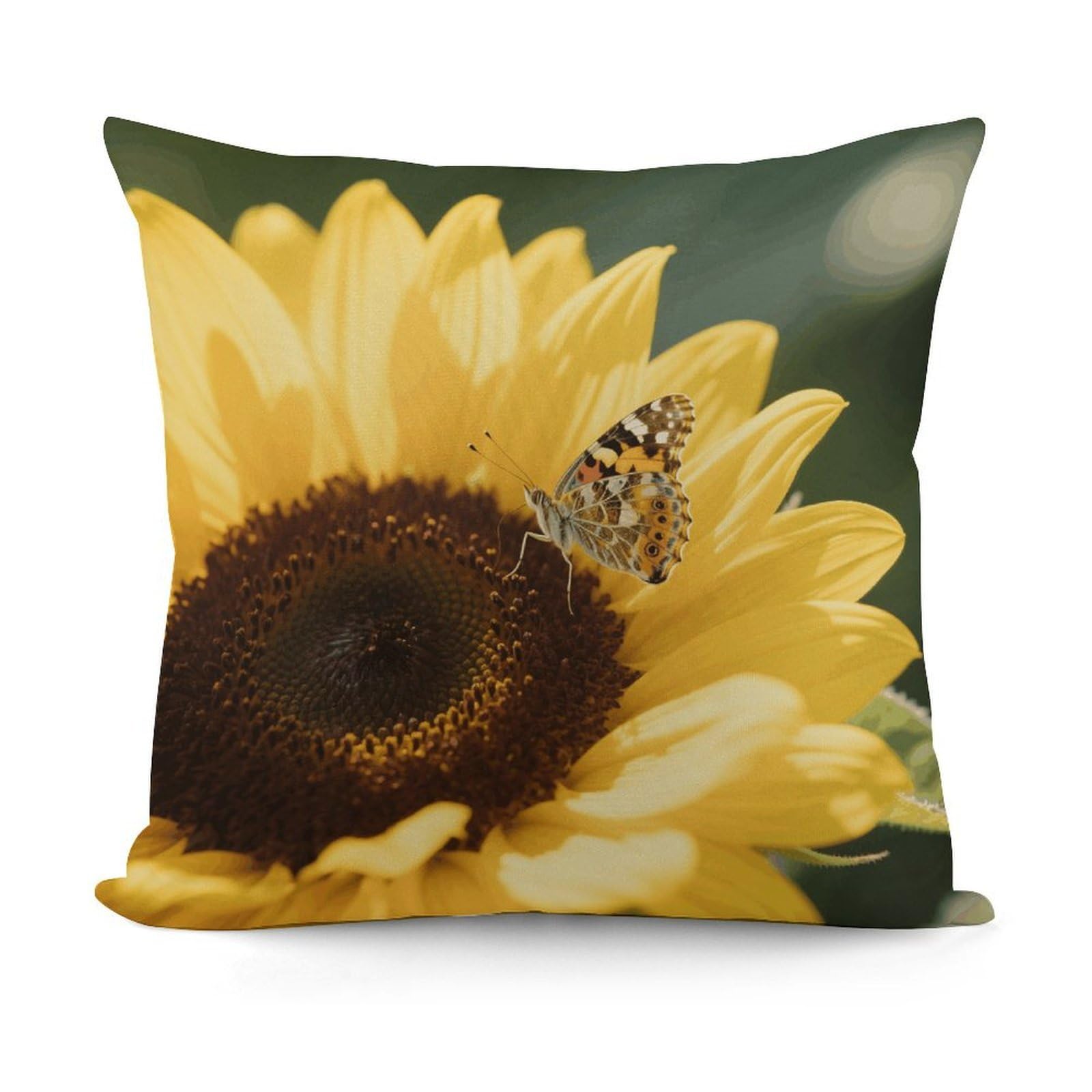 VstaDank Sunflower Pillow Cover with Invisible Zipper Square Throw Pillowcase Plush Couch Sofa Pillow Case 18x18 Inch Decorative Throw Cushion Covers for Sofa Living Pillowcover