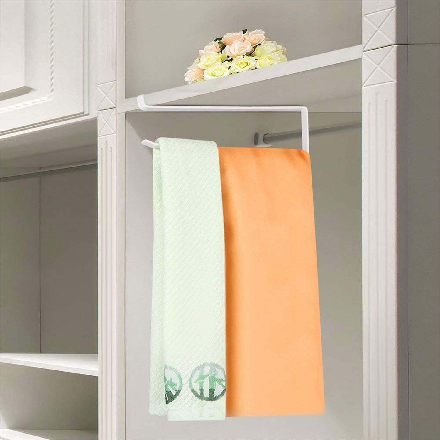 HOKIPO over The Cabinet Door Kitchen Napkin and Paper Towel Holder -White 1