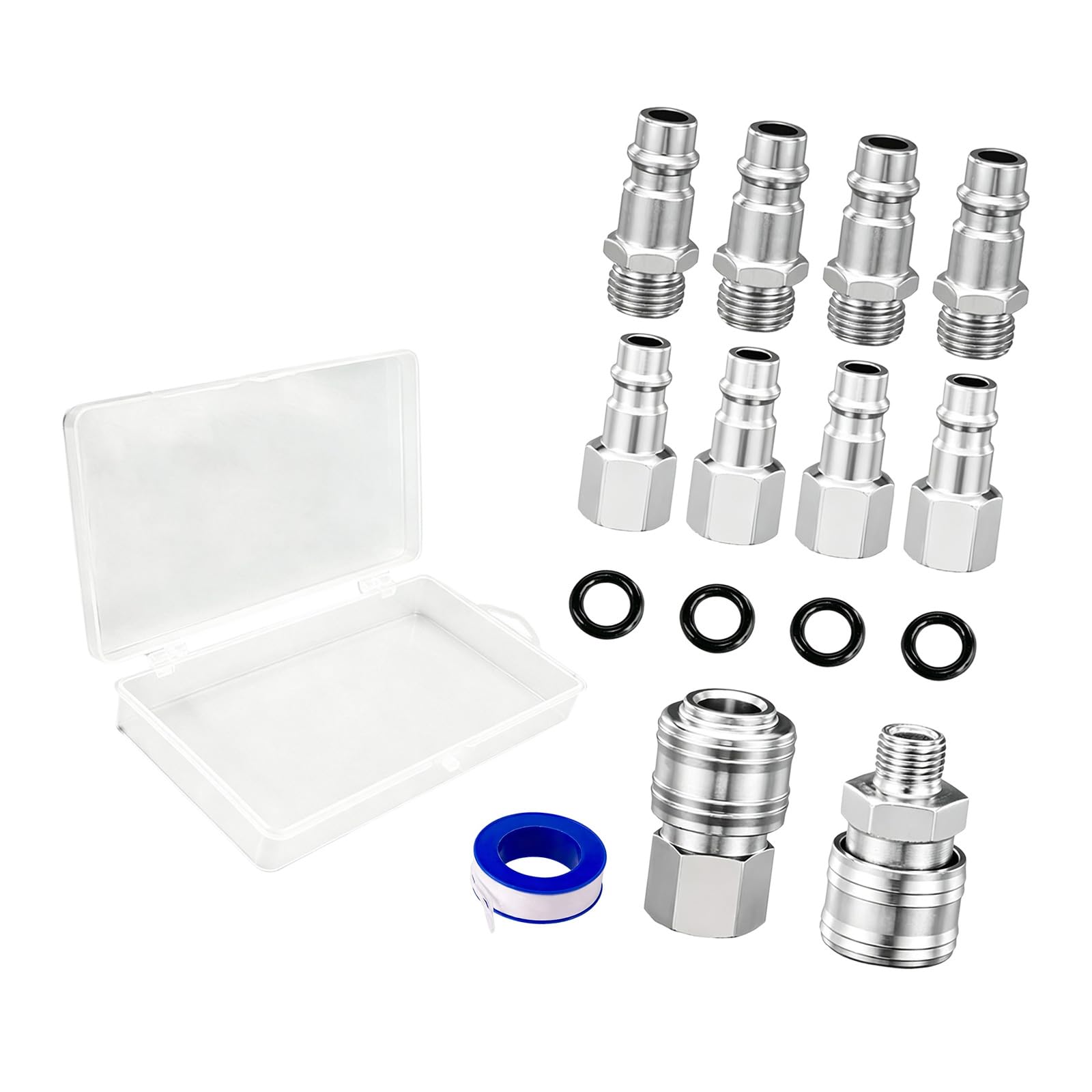 QIAOLIDA 10Pcs Air Compressor Fitting 1/4Inch Male/Female Coupler Quick Releasing Steel Plated Rust Resistant