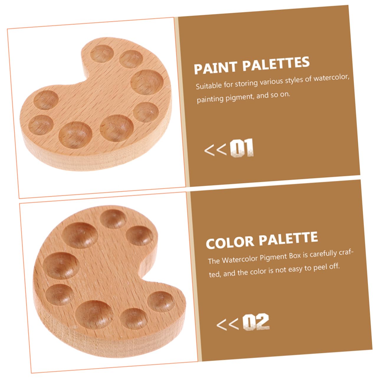 Lurrose 4 Ensembles Palette Aquarelle Mat Étain Balsa Accessoire De Dessin Bacs À Peinture en Bois Plaques De Mélange De Pigments Bacs À Pigments Pratiques 2 Pièces * 4