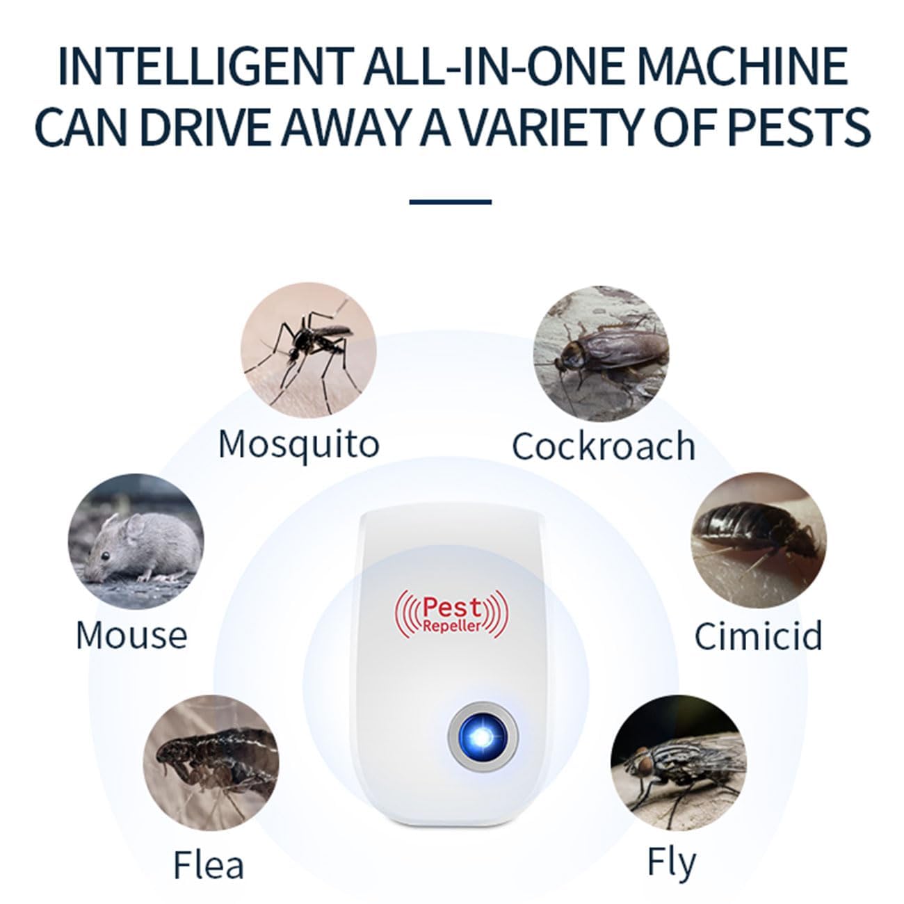 Repelente Ultrasónico de Plagas 4 Paquetes Electrónico Anti Mosquitos para Interiores