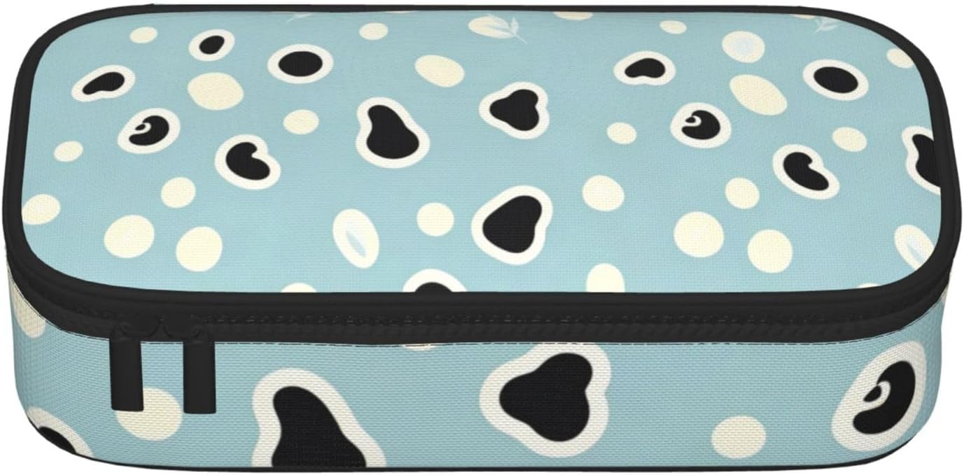 Light blue cow spots Full-print Multifunctional Pen Organizer Storage Pouch