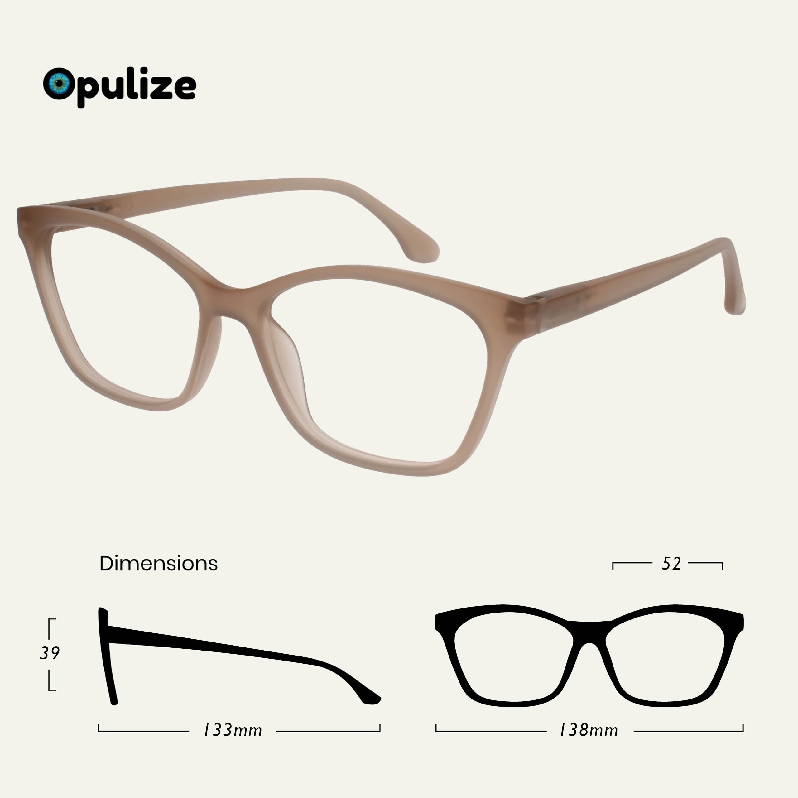 OPULIZE KAT Reading Glasses - Cat-Eye Frame - Matt Taupe - Men & Women - Spring Hinges - R59-U - +1.50
