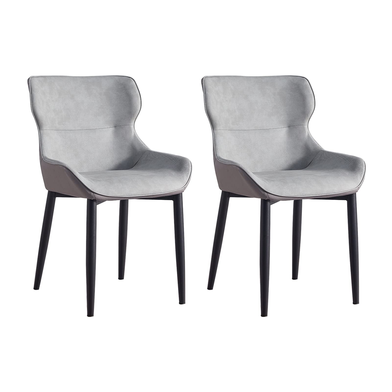 SJIALEN Modern Dining Chairs Set of 2, Water Proof PU Leather Side Chairs with Carbon Stee Legs Living Room Kitchen Counter Chairs Kitchen Chair (Color : Dark Gray)