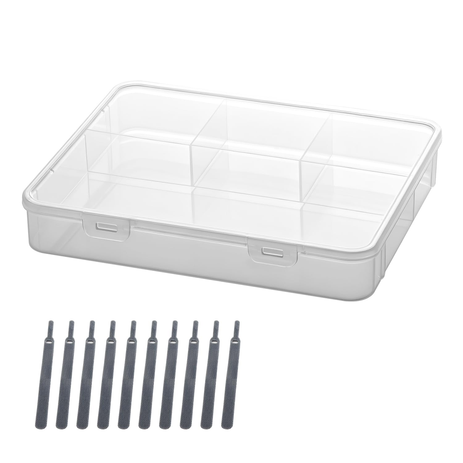 Vidifor 2-Pack Clear Cable Organizer Box with 16 Cable Ties, Portable Cord & Charger Storage for Drawer, Desk, Office & Home (2, Large)