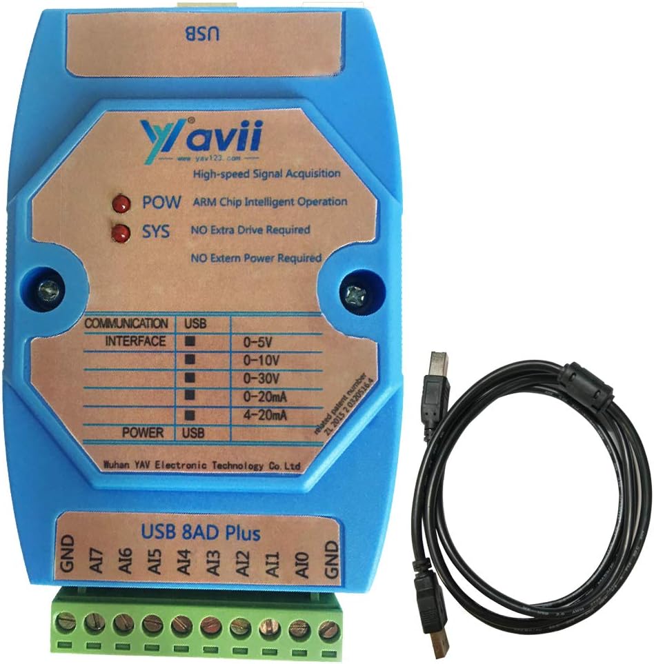 YAV USB Data Acquisition Module DAQ Card Labview DIY 8AD 8AI Channel Industrial-Grade with USB Data Cable