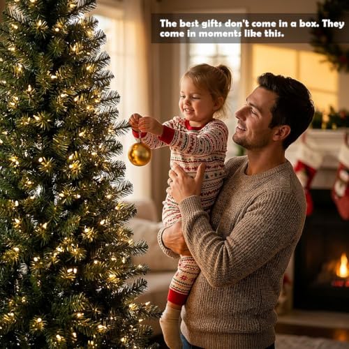 XXYYZZ 6.5FT Pre Lit Pencil Christmas Tree with 250 LED Lights& 750 Tips - Image 4