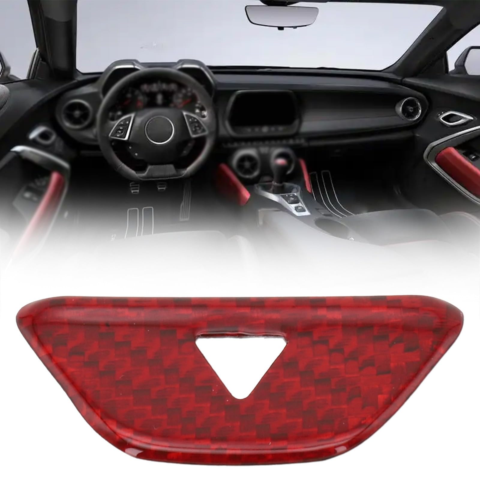RED Real Carbon Fiber Light Switch Trim for Chevrolet Camaro 2016–2024, 3K Weave, Scratch-Resistant Interior Decor Trim