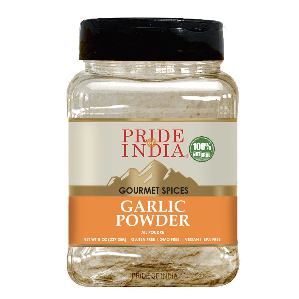 Pride of India - PACK of 6 - Garlic Fine Ground – Gourmet & Culinary Grade – Classic Seasoning to Pasta/Sauces/Dips/Bakes – Easy to Store – 8 oz.
