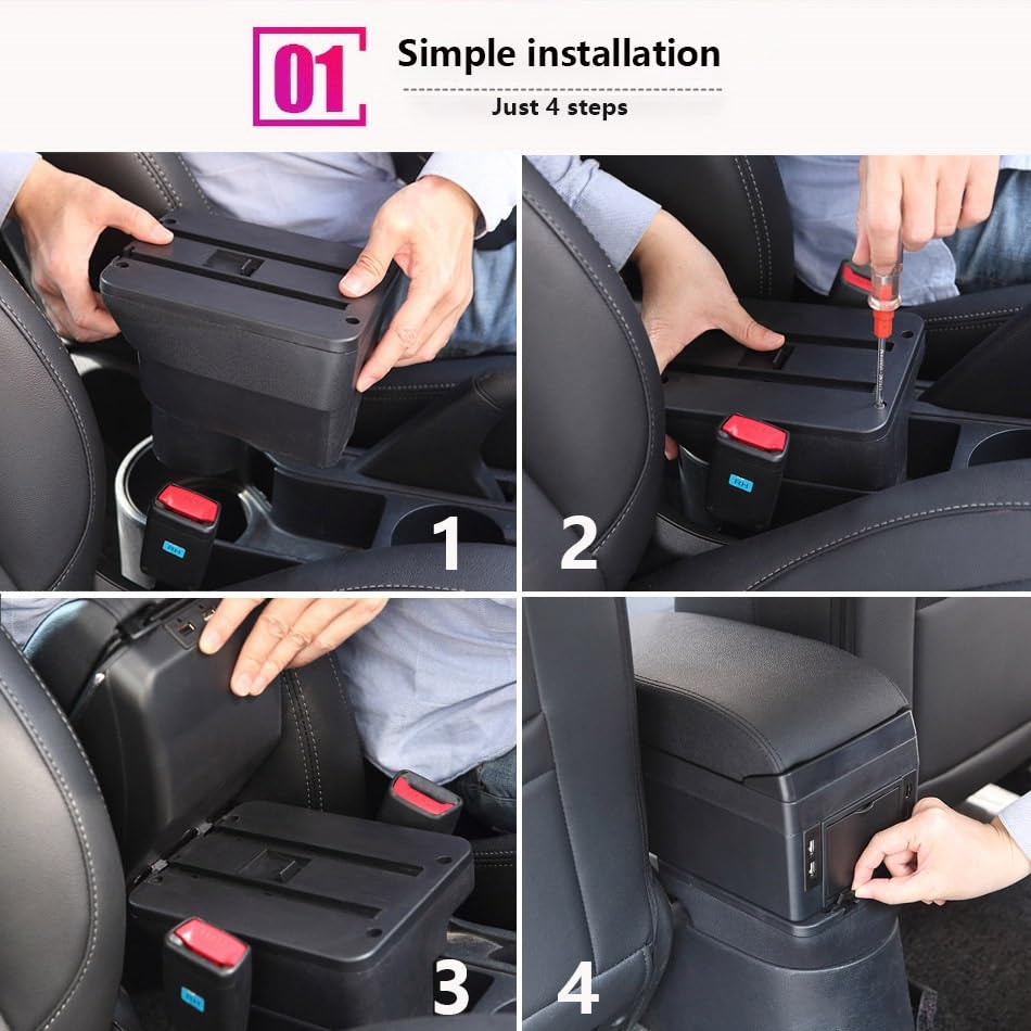 Bandeja de Silicona para Consola Reposabrazos compatible con Honda Jazz (2003-2007), caja de almacenamiento para el brazo, accesorios para el coche.(C3 Black white NOUSB)