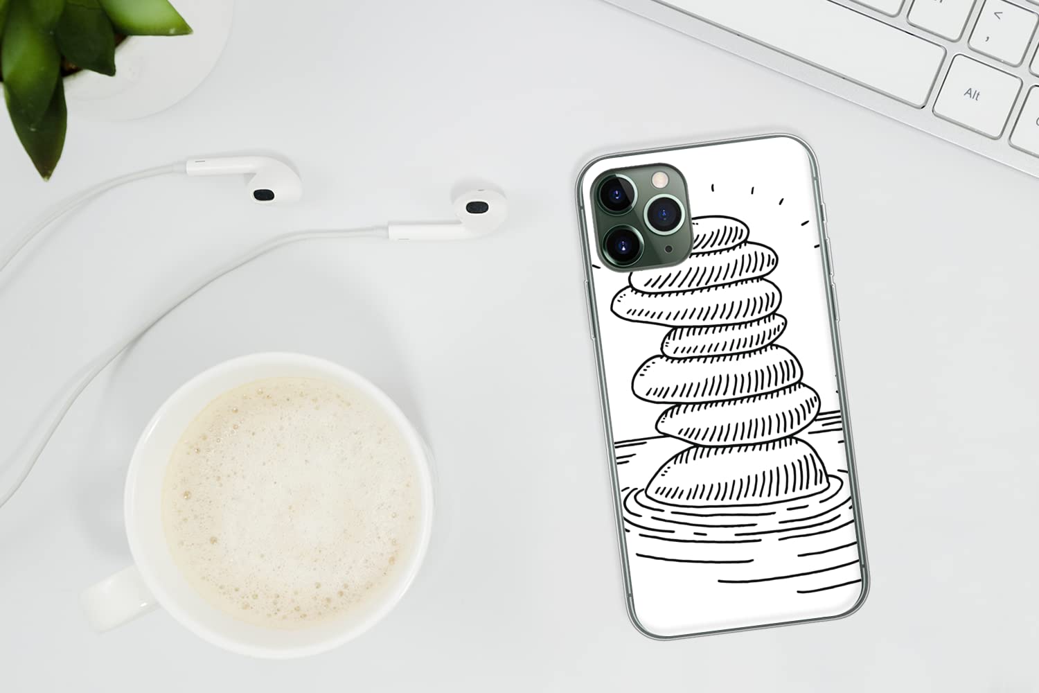 MuchoWow Funda para iPhone 11 Pro - Piedras Zen amontonadas en el Agua - Funda de Silicona/Funda Blanda para teléfono móvil