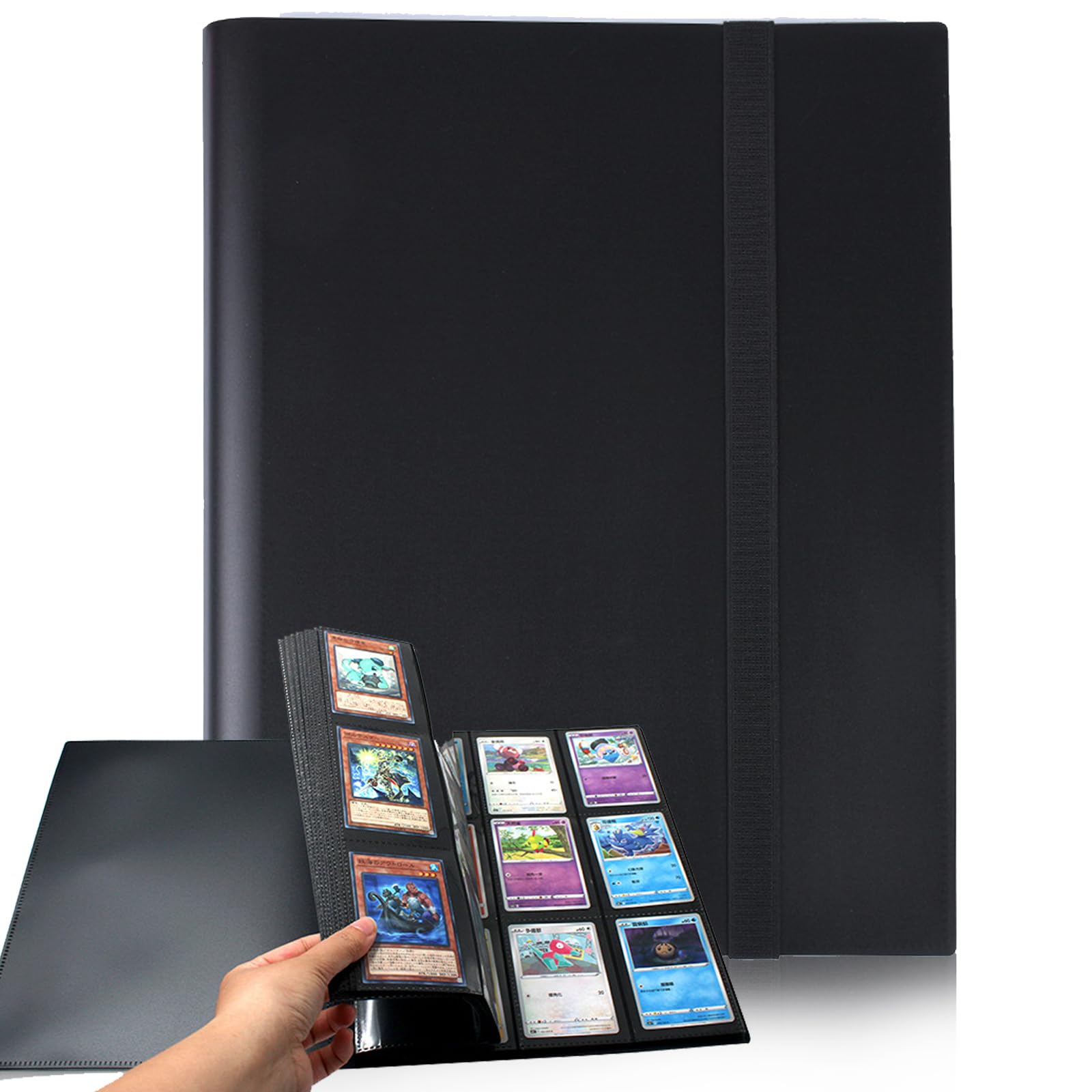 360 Pockets Trading Card Album Folder, Sports Card Collection Binder Holder for Loading Slot, Scrapbook Photo Memory Book, Board Games Mini Film Albums for MTG, TCG, Football, Basketball Cards Black