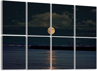 Art Acoustic Panels Self Adhesive Sea Water Surface Water Beach Built Structure Cities 8 Packs Decorative Soundproof Wall Panels Large Sound Absorbing Panels for Home Office 48"x32"