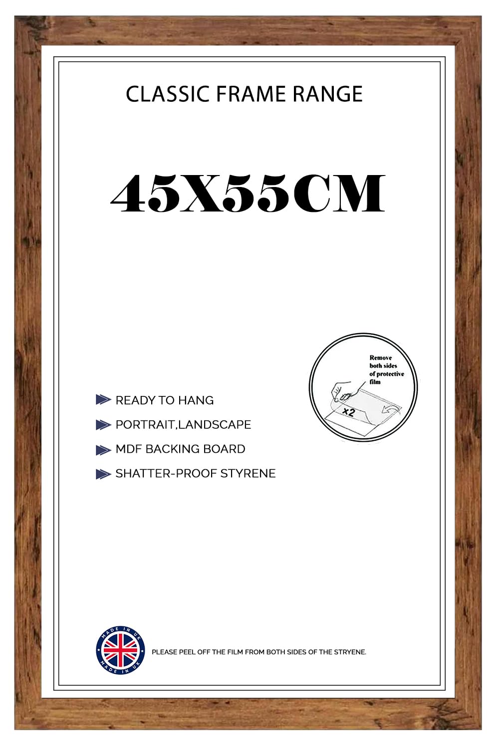 Picture Frame 45x55 cm for Jigsaw Puzzles | Strong MDF Wooden Shatter-Proof Front | 55cm x 45cm Vertical & Horizontal 30x15mm Moulding for Home & Office - Rustic โ image 1